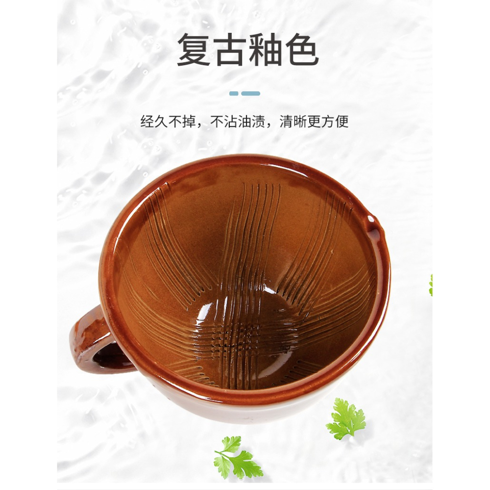 土陶擂缽湘菜館用擂辣椒皮蛋茄子家用陶瓷研磨器壓蒜泥老式搗蒜器-細節圖8