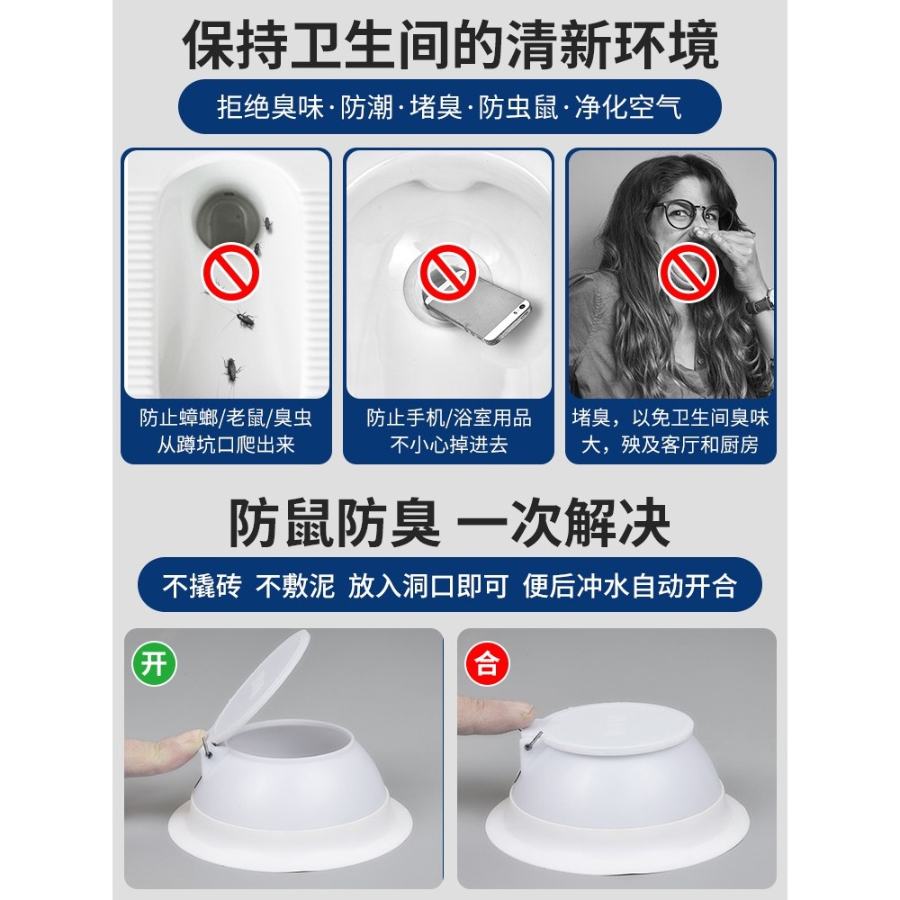 衛生間蹲便器防臭堵臭器堵廁所洞反味神器大便器堵孔塞除臭便池蓋-細節圖3