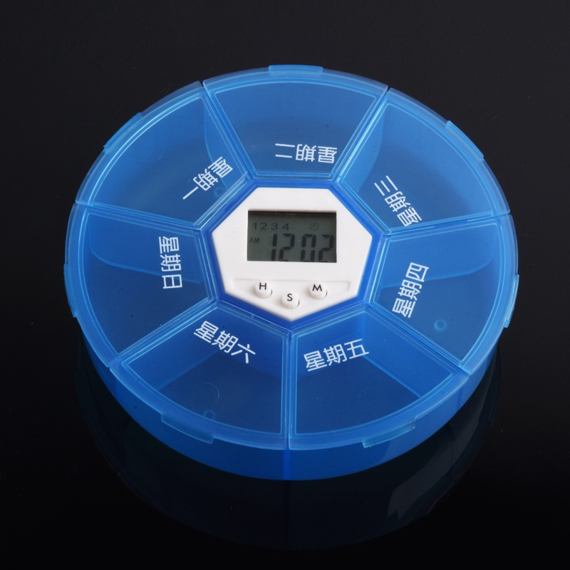 智能電子小藥盒定時鬧鐘語音提醒器便攜一週分裝藥盒分格密封盒-細節圖5