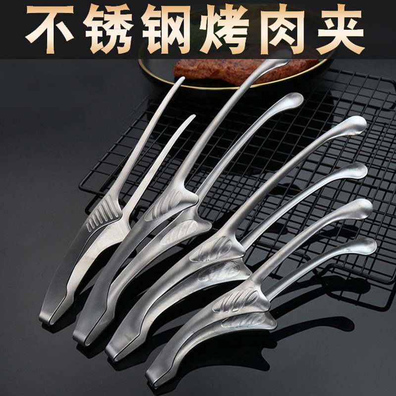304不銹鋼食物夾家用烤肉夾牛排夾戶外燒烤夾廚房多用途食品夾子-細節圖2