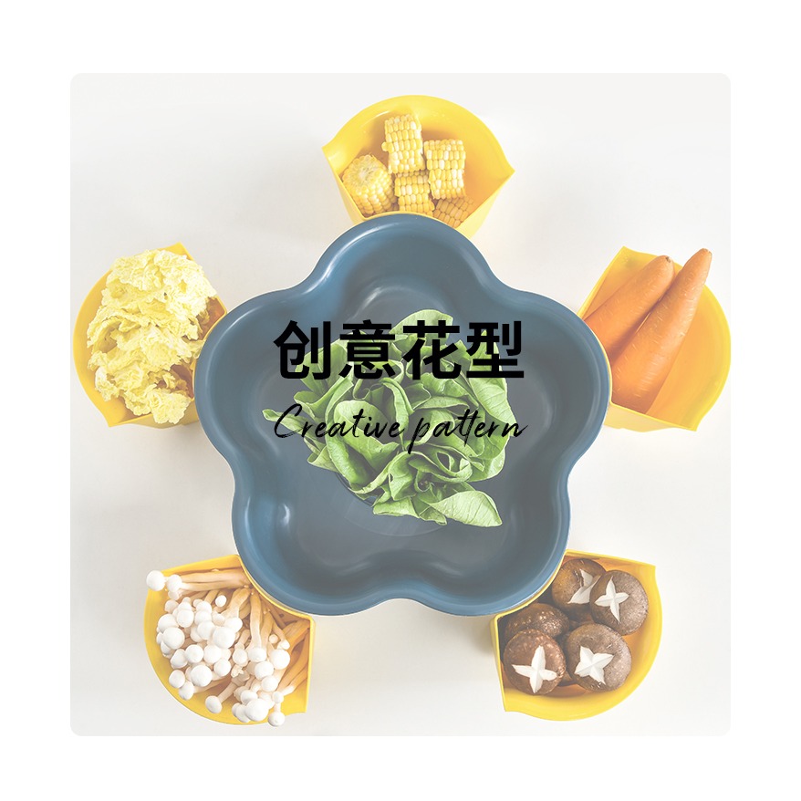 火鍋拼盤瀝水籃分格家用可旋轉菜籃子水果盤洗菜雙層蔬菜拼盤配菜-細節圖8