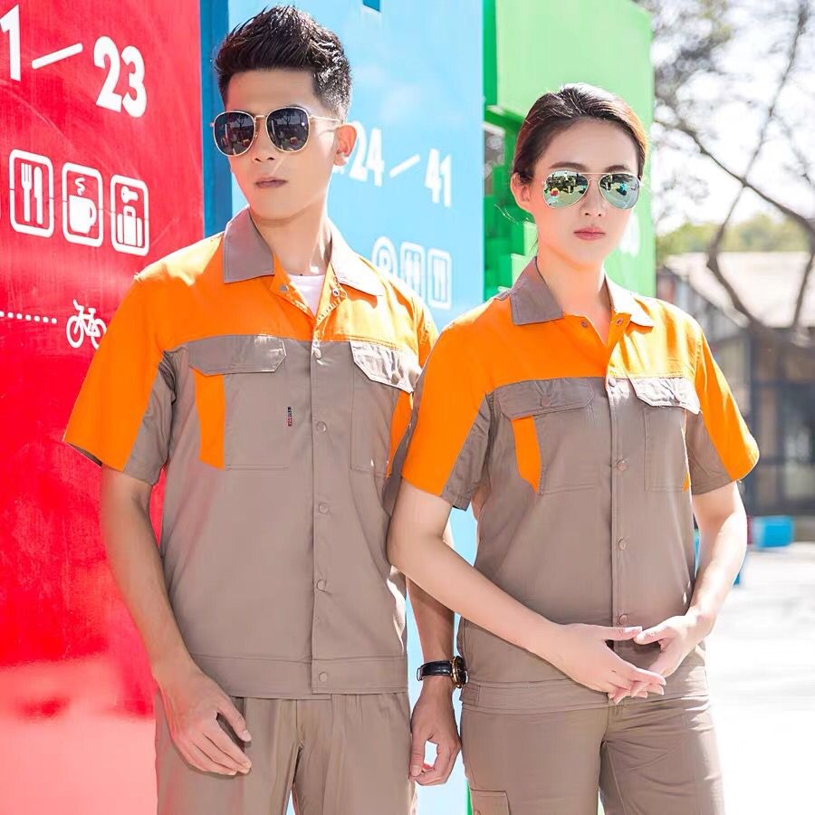 夏季工作服套裝短袖純棉工裝電工服焊工服男女半袖透氣阻燃工作服-細節圖2