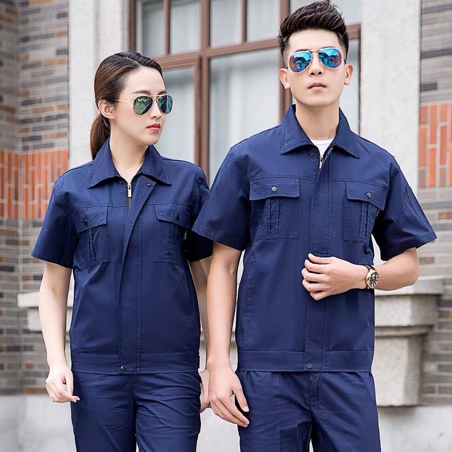 夏季工作服套裝短袖純棉工裝電工服焊工服男女半袖透氣阻燃工作服-細節圖3