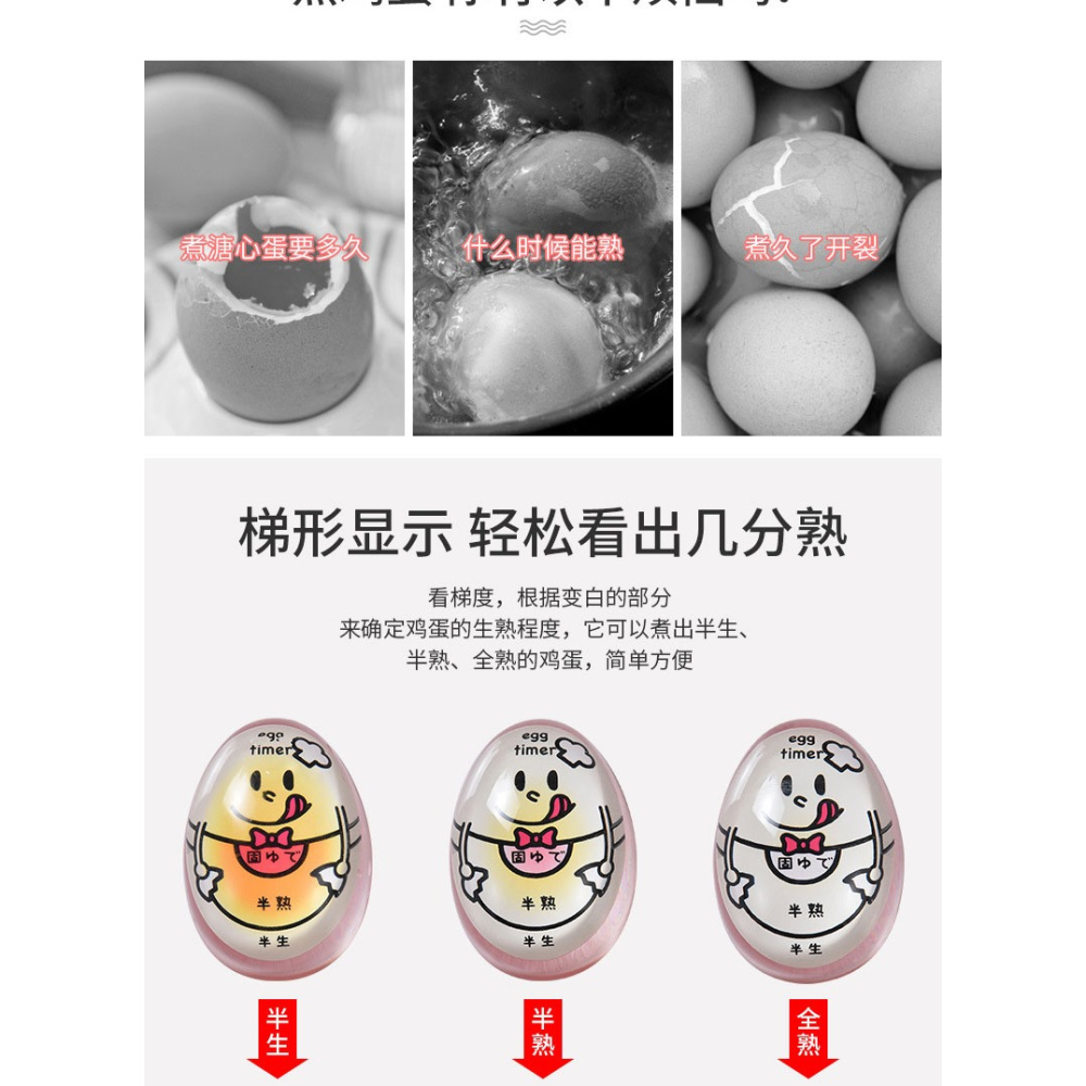 煮蛋計時器創意煮溏心蛋溫泉蛋定時器卡通煮蛋提醒器廚房小工具-細節圖8