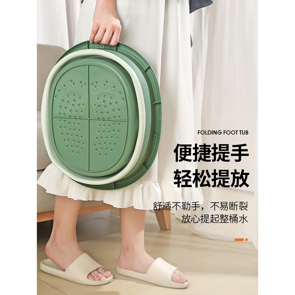 泡腳桶可折疊收納家用簡易按摩養生足浴盆過小腿帶蓋保溫洗腳盆子-細節圖3