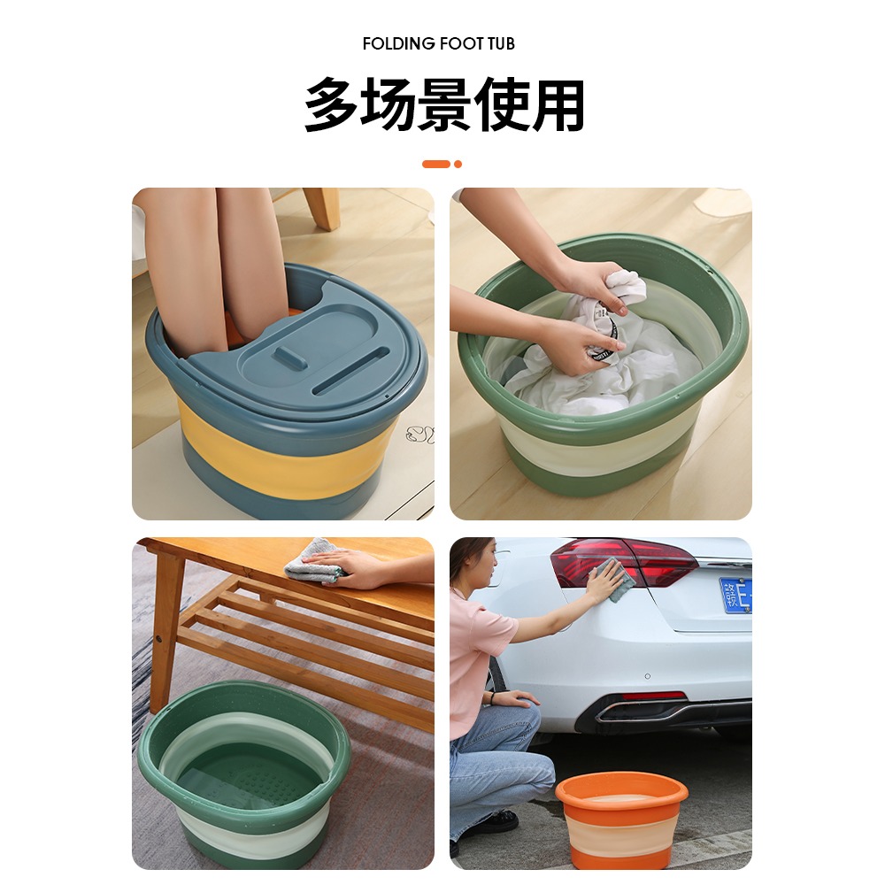 泡腳桶可折疊收納家用簡易按摩養生足浴盆過小腿帶蓋保溫洗腳盆子-細節圖4