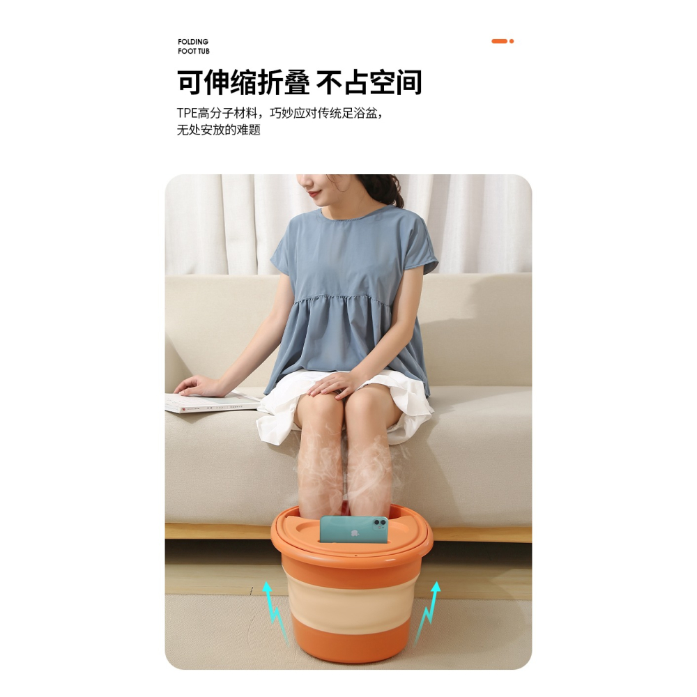 泡腳桶可折疊收納家用簡易按摩養生足浴盆過小腿帶蓋保溫洗腳盆子-細節圖7