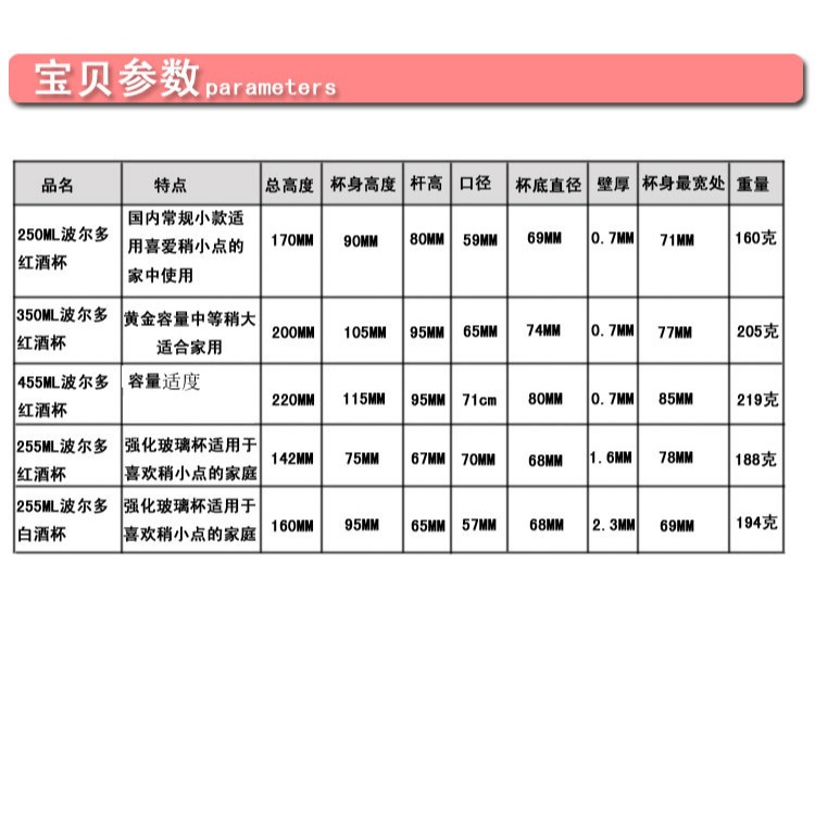 水晶玻璃紅酒杯葡萄酒杯高腳杯酒杯玻璃杯滿6只包郵創意酒具-細節圖6
