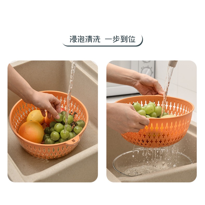 雙層瀝水家用廚房洗菜盆瀝水籃洗菜籃濾水籃漏水籃洗水果蔬菜洗菜-細節圖8