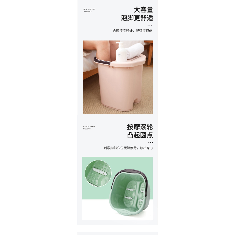 泡腳盆泡腳桶家用塑料按摩洗腳神器過小腿養生桶足浴桶保溫洗腳桶-細節圖8