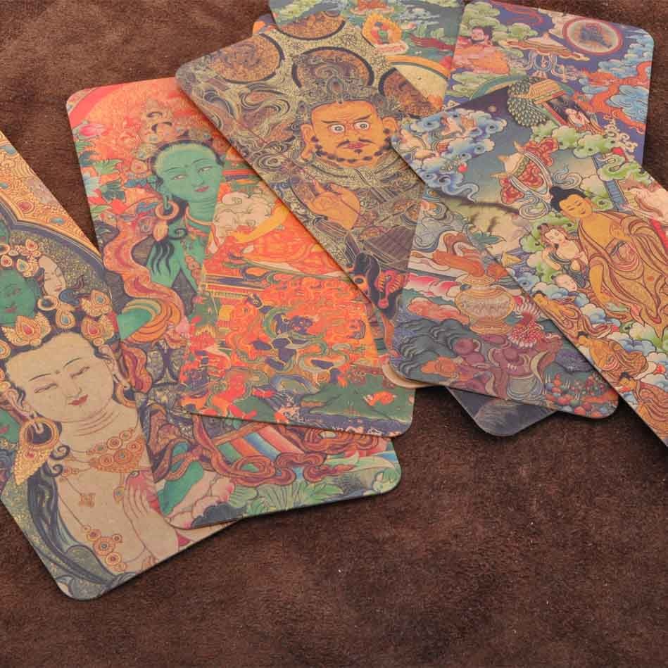 西藏唐卡風格卡紙書簽8張每套創意中國風書簽文具新款小禮物禮品-細節圖5