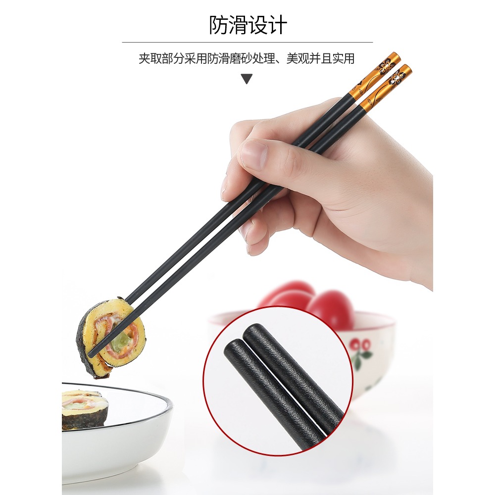 日式合金筷子尖頭家用高檔耐高溫創意可愛家庭分類一人一筷-細節圖2