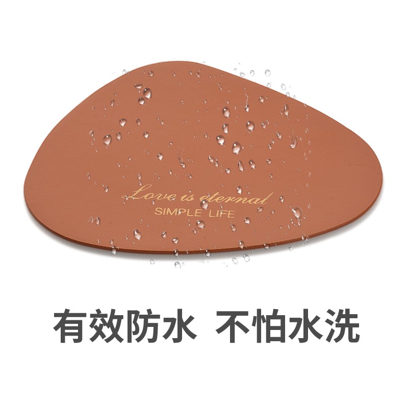 簡約北歐隔熱墊創意不規則形餐墊皮革餐墊圓形杯墊咖啡墊防水桌墊-細節圖3