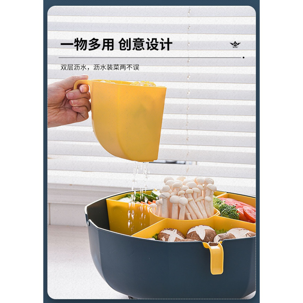 火鍋蔬菜拼盤家用分格塑料疊層水果洗菜籃瀝水籃瀝水火鍋食材拼盆-細節圖8