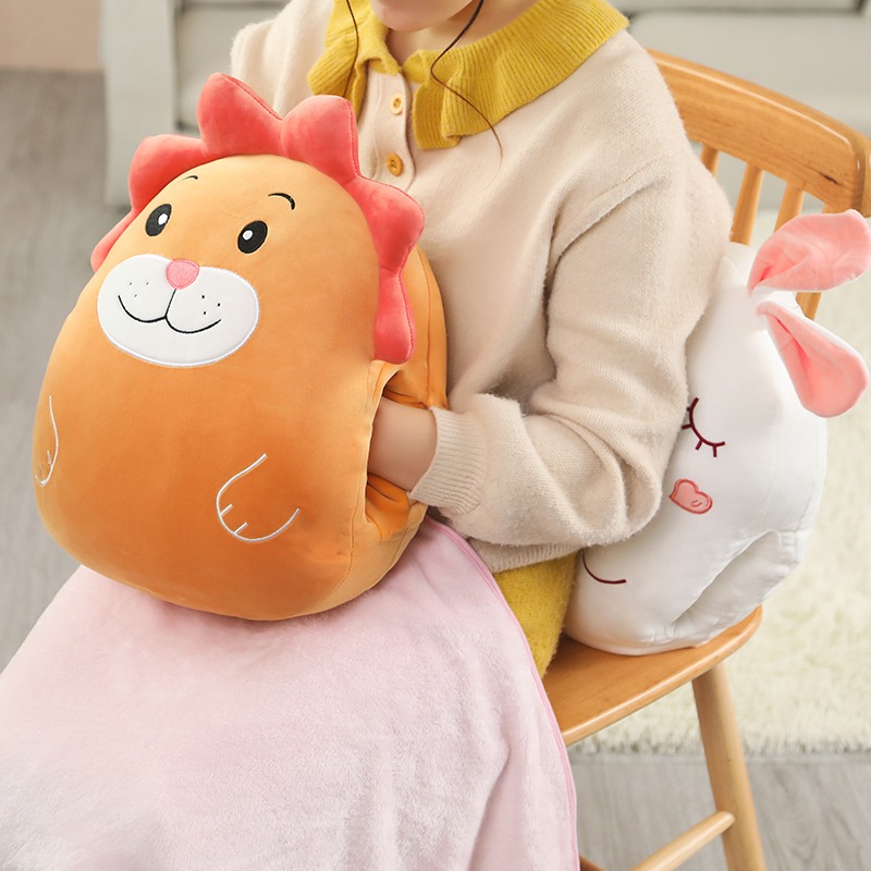 可愛獨角獸恐龍哈士奇暖手抱枕毛絨玩具女生插手玩偶抱睡手捂冬季-細節圖4