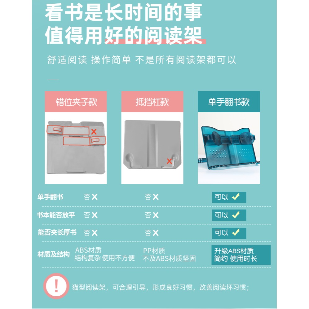 貓太子閱輕松兒童閱讀架讀書架看書支架小學生牀上書架神器翻書多功能可調節升降桌面學習書夾固定書本書立架-細節圖6