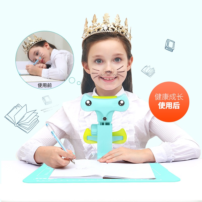 貓太子防近視坐姿糾正器小學生用兒童寫字姿勢矯正器預防低頭寫作業神器坐直書寫字 插入損耗公共繳費錫伯-細節圖2