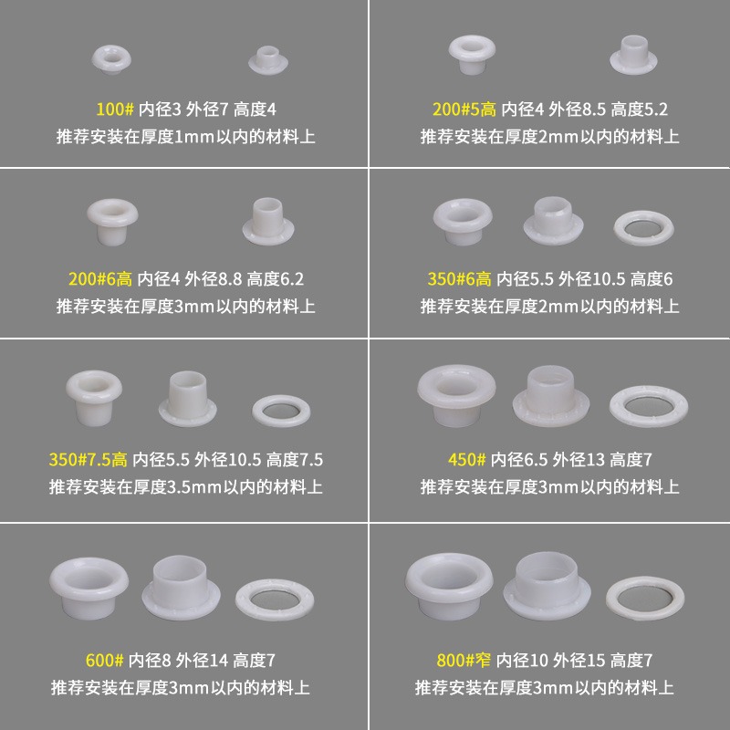 透明塑料氣眼扣優質環保塑料雞眼扣黑白色塑鋼塑膠透氣孔扣紐扣-細節圖2