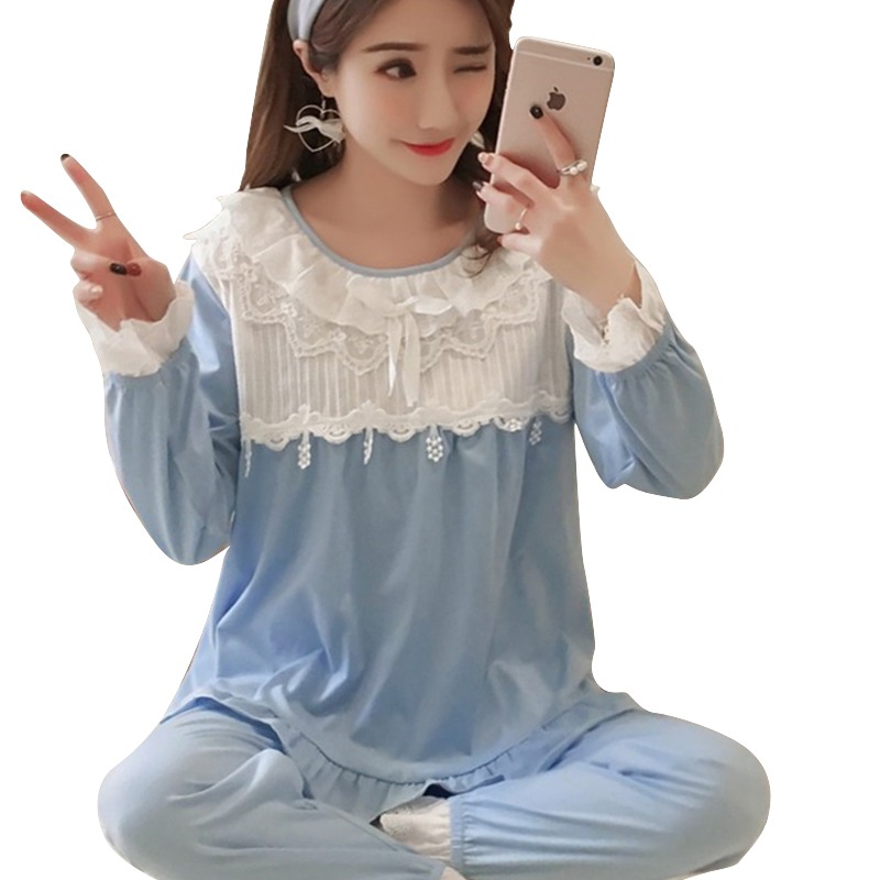 秋冬睡衣女薄款春秋季長袖純棉大碼可愛公主風韓版家居服兩件套裝-細節圖5