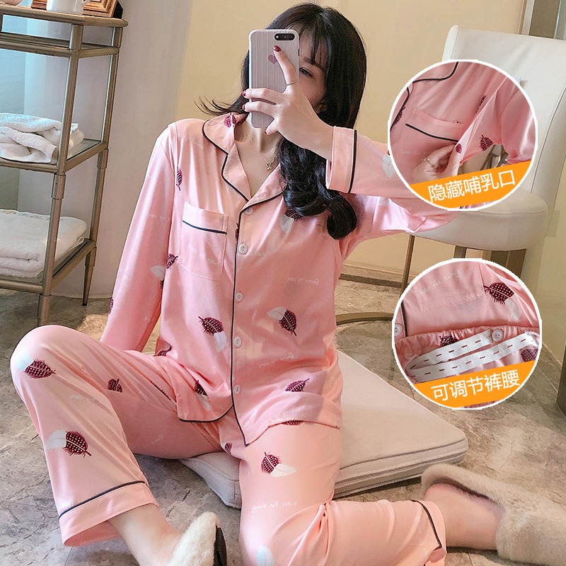 春夏季月子服孕婦睡衣寬松哺乳衣懷孕期產後餵奶衣開衫家居服套裝-細節圖3