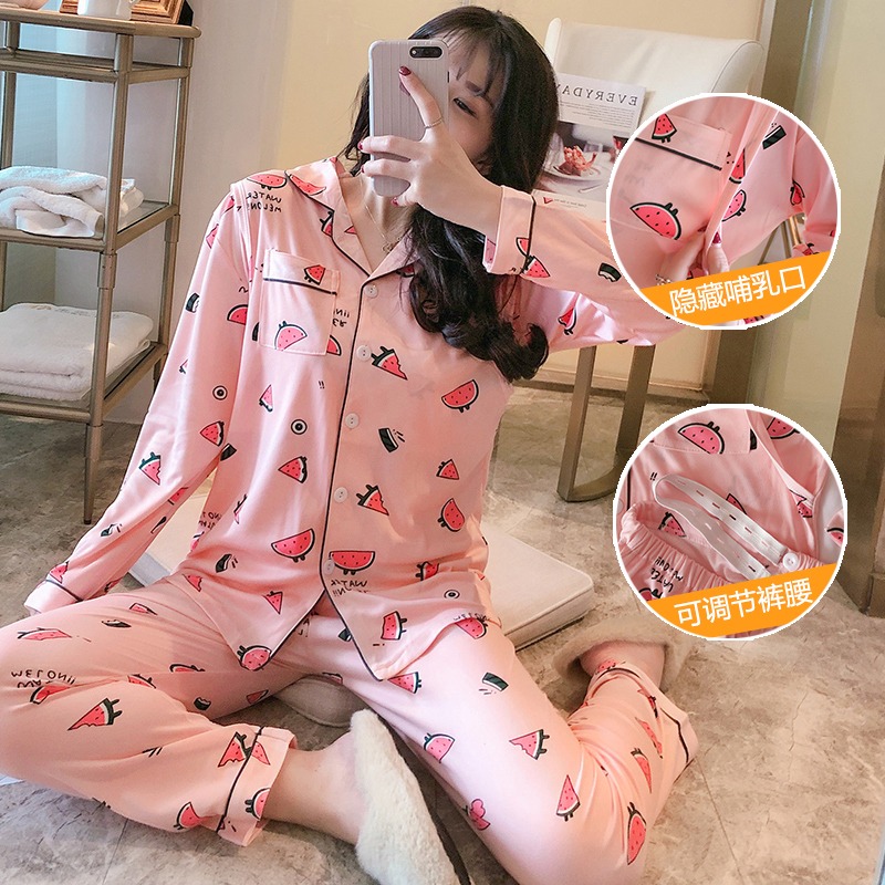 春夏季月子服孕婦睡衣寬松哺乳衣懷孕期產後餵奶衣開衫家居服套裝-細節圖4