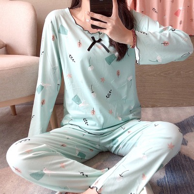 睡衣女夏季可愛日系學生長袖韓版少女士春秋季薄款家居服兩件套裝-細節圖2