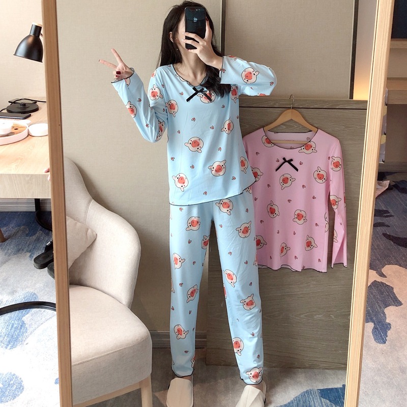 睡衣女夏季可愛日系學生長袖韓版少女士春秋季薄款家居服兩件套裝-細節圖4