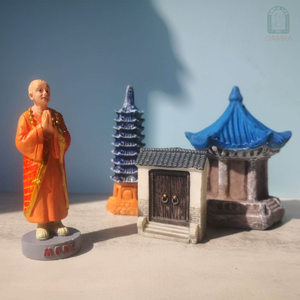 中式古典建築模型樹脂擺件國風詩仙李白石木拱橋微景觀兒童房裝飾-細節圖2