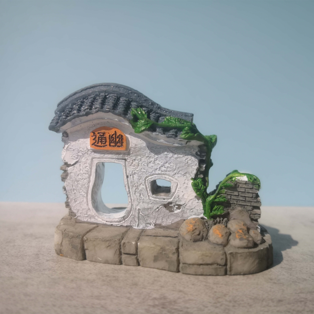 中式古典建築模型樹脂擺件國風詩仙李白石木拱橋微景觀兒童房裝飾-細節圖7