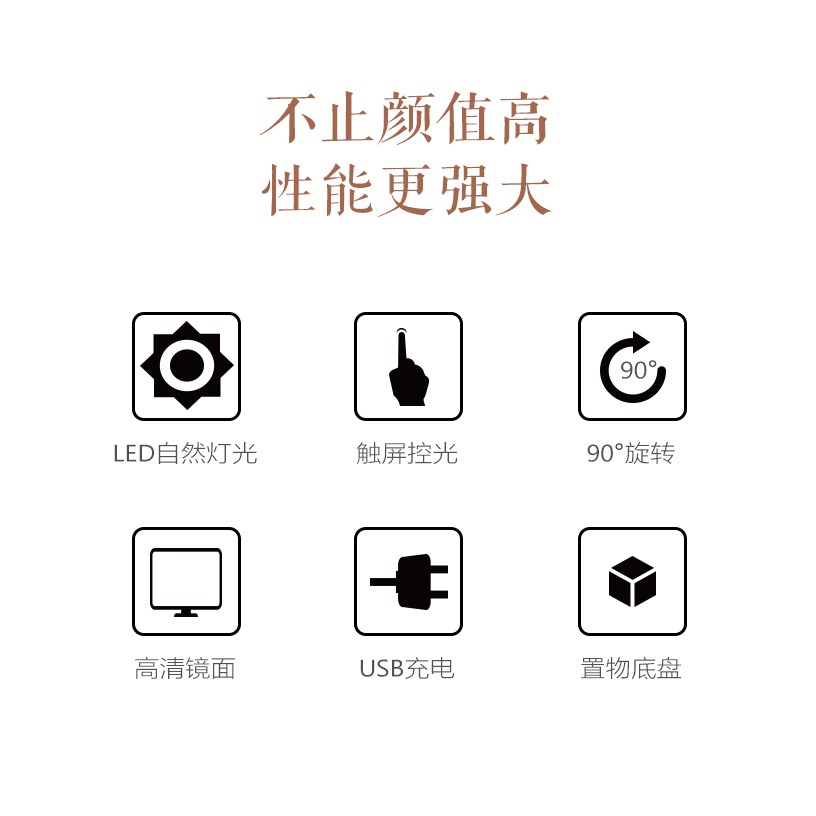 led化妝鏡帶燈臺式網紅女補光隨身小鏡子宿舍桌面折疊便攜梳妝鏡-細節圖7