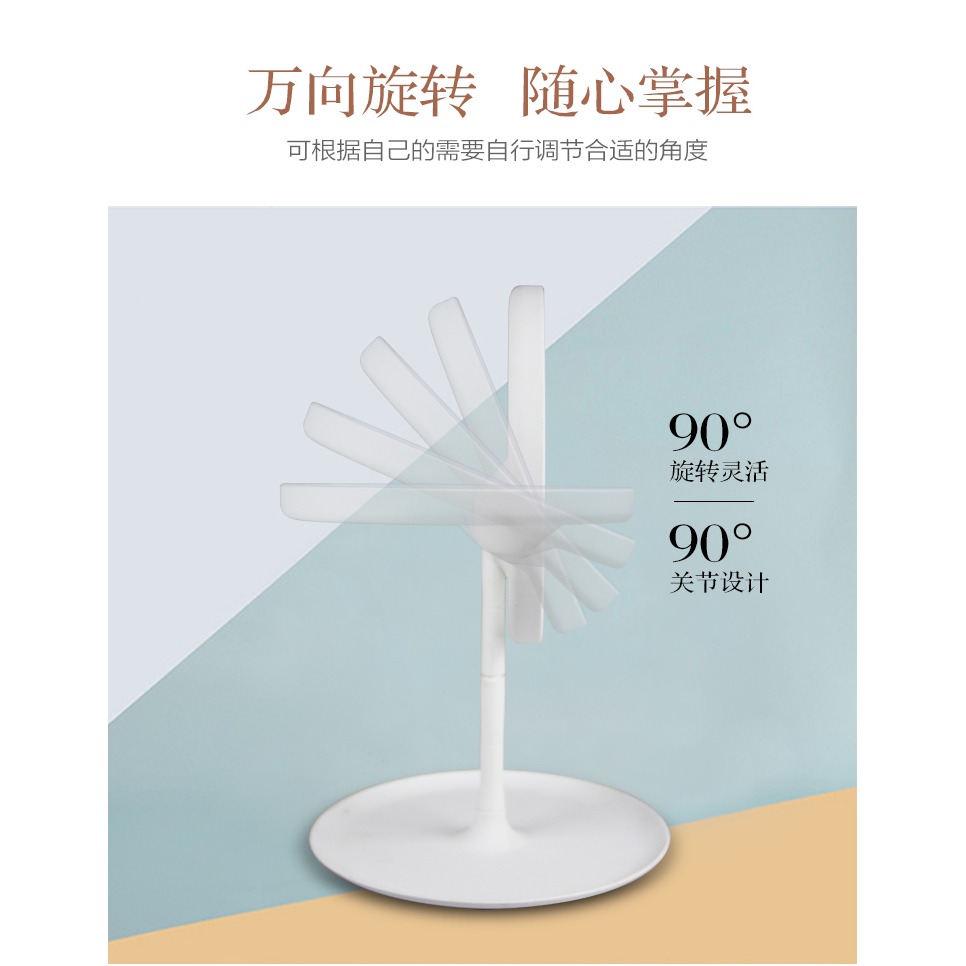 led化妝鏡帶燈臺式網紅女補光隨身小鏡子宿舍桌面折疊便攜梳妝鏡-細節圖10