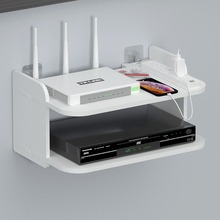免打孔無線wifi放路由器置物架客廳臥室電視機頂盒收納盒墻壁掛式-細節圖3