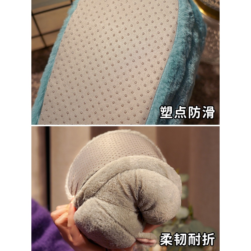 可愛毛絨棉拖鞋女動物毛拖鞋包跟冬季室內女士情侶男家居保暖厚底-細節圖4
