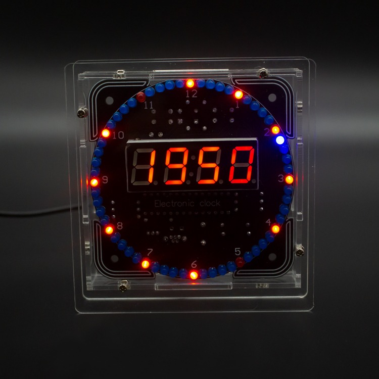 電子時鐘套件 C51單片機光控溫度DS1302旋轉LED流水燈DIY製作散件-細節圖3