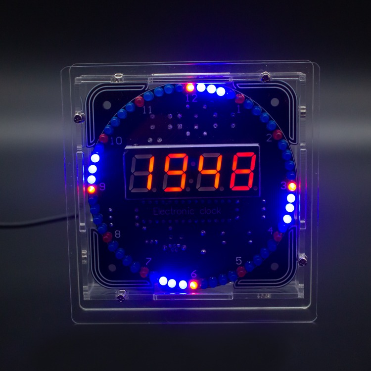 電子時鐘套件 C51單片機光控溫度DS1302旋轉LED流水燈DIY製作散件-細節圖4
