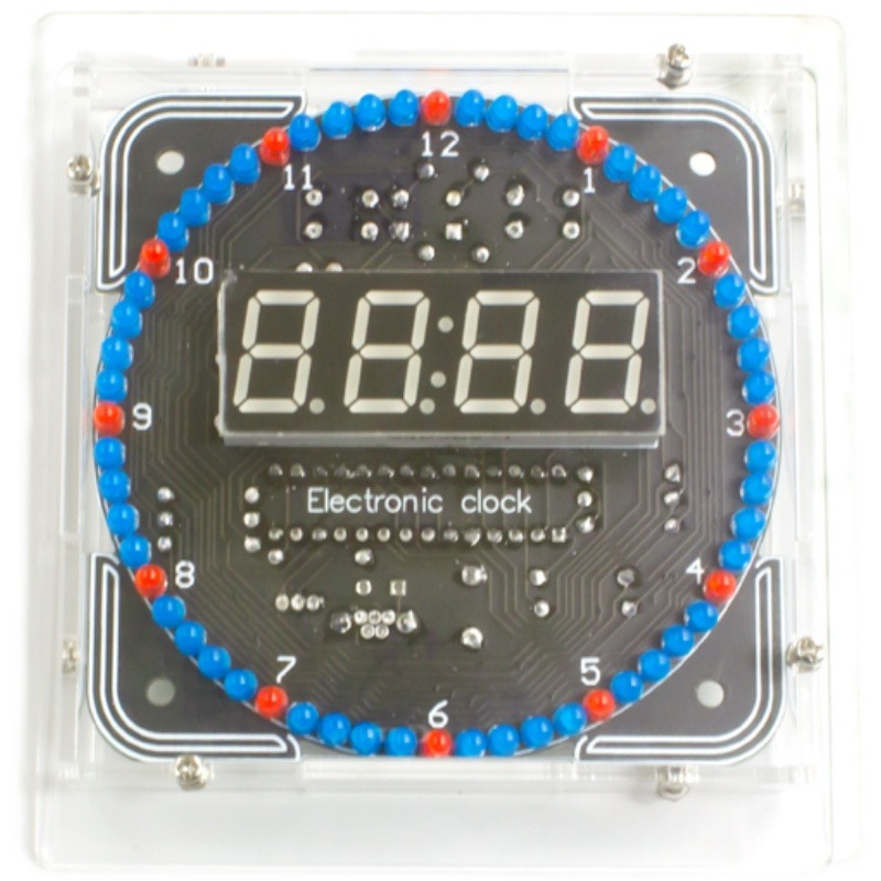 電子時鐘套件 C51單片機光控溫度DS1302旋轉LED流水燈DIY製作散件-細節圖5