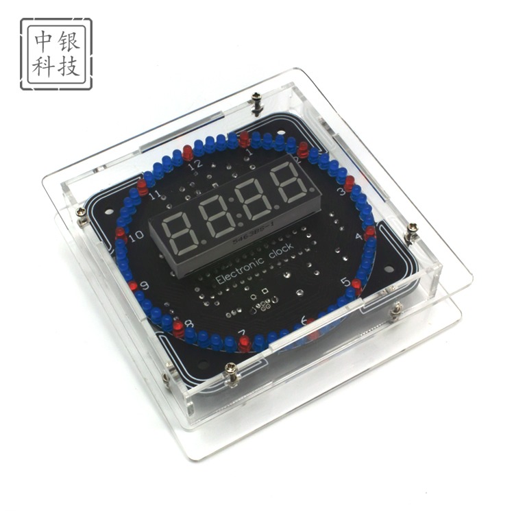 電子時鐘套件 C51單片機光控溫度DS1302旋轉LED流水燈DIY製作散件-細節圖9
