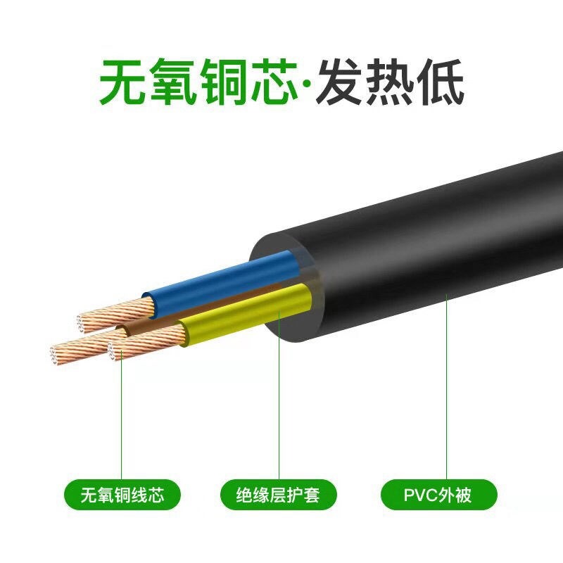 電鍋電源線 三孔平口 大功率平頭一字多功能家用鍋電飯鍋插線老式-細節圖4