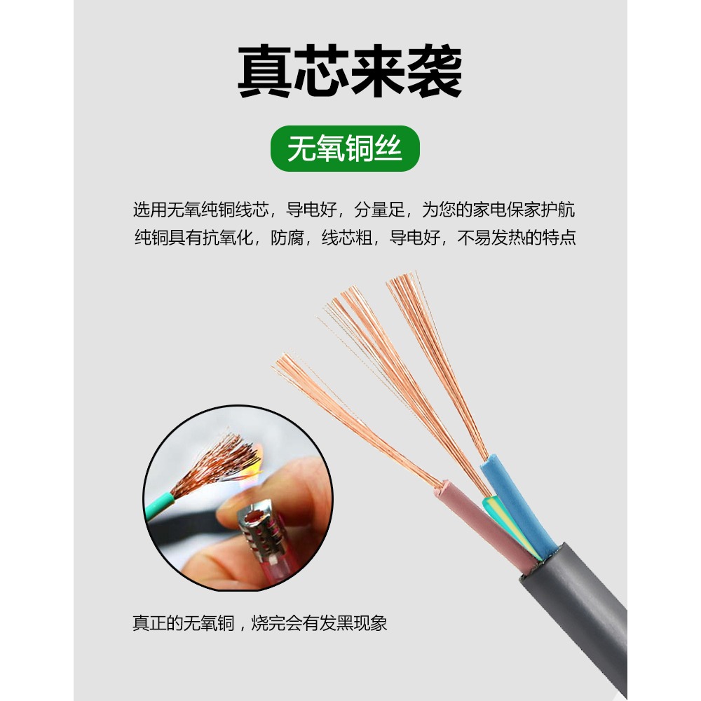 電鍋電源線 三孔平口 大功率平頭一字多功能家用鍋電飯鍋插線老式-細節圖7
