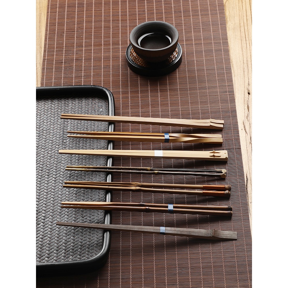 天然竹製手工環保竹筷日式料理尖頭筷 創意家用復古中式竹節筷子-細節圖2