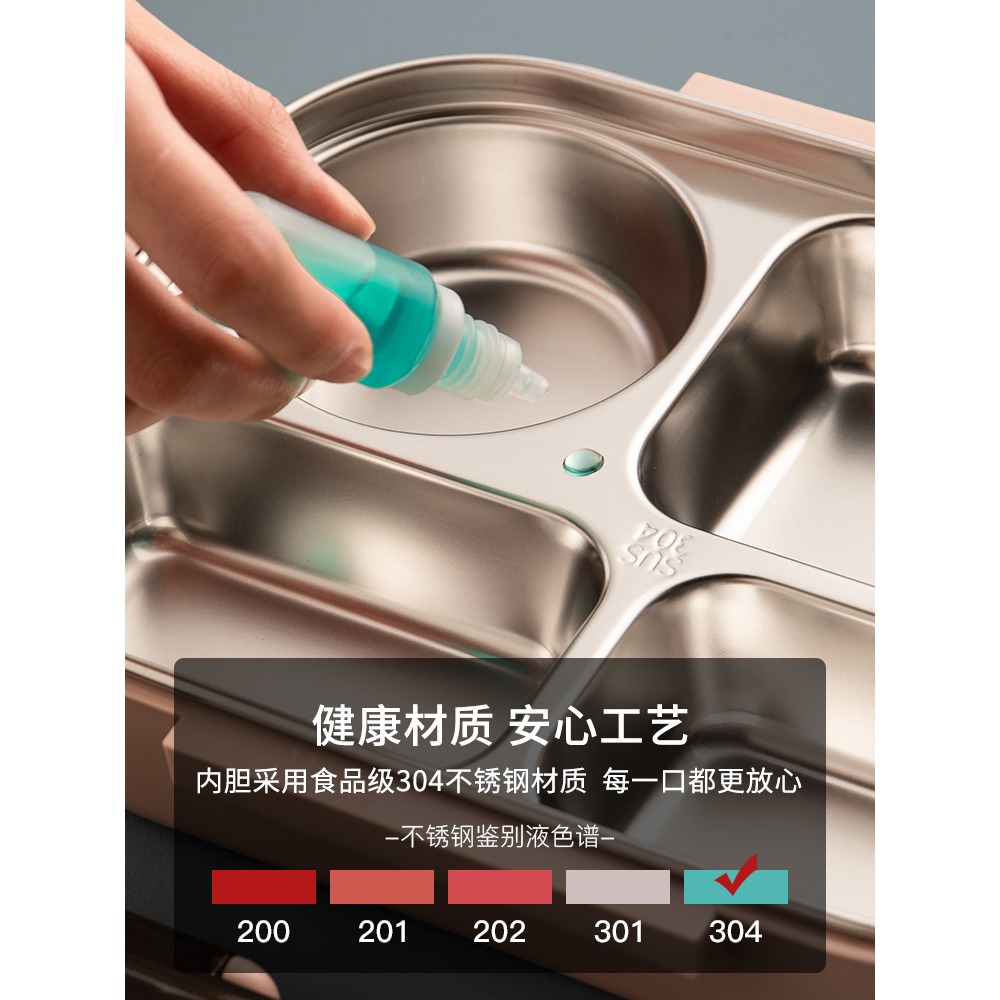 半房保溫便當盒自熱飯盒不銹鋼分格女上班族大容量飯盒學生專用盒-細節圖3