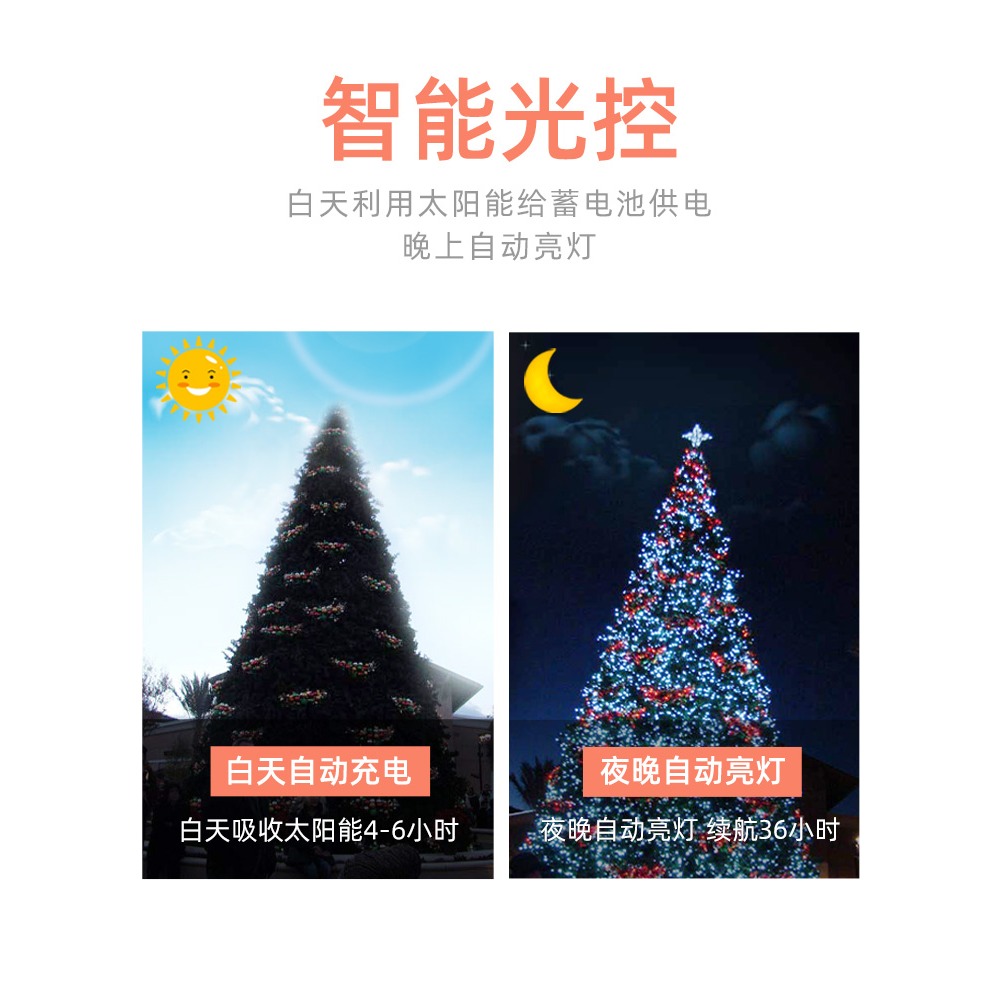 太陽能戶外庭院燈LED七彩串燈條防水花園別墅裝飾星星燈串閃燈帶-細節圖3