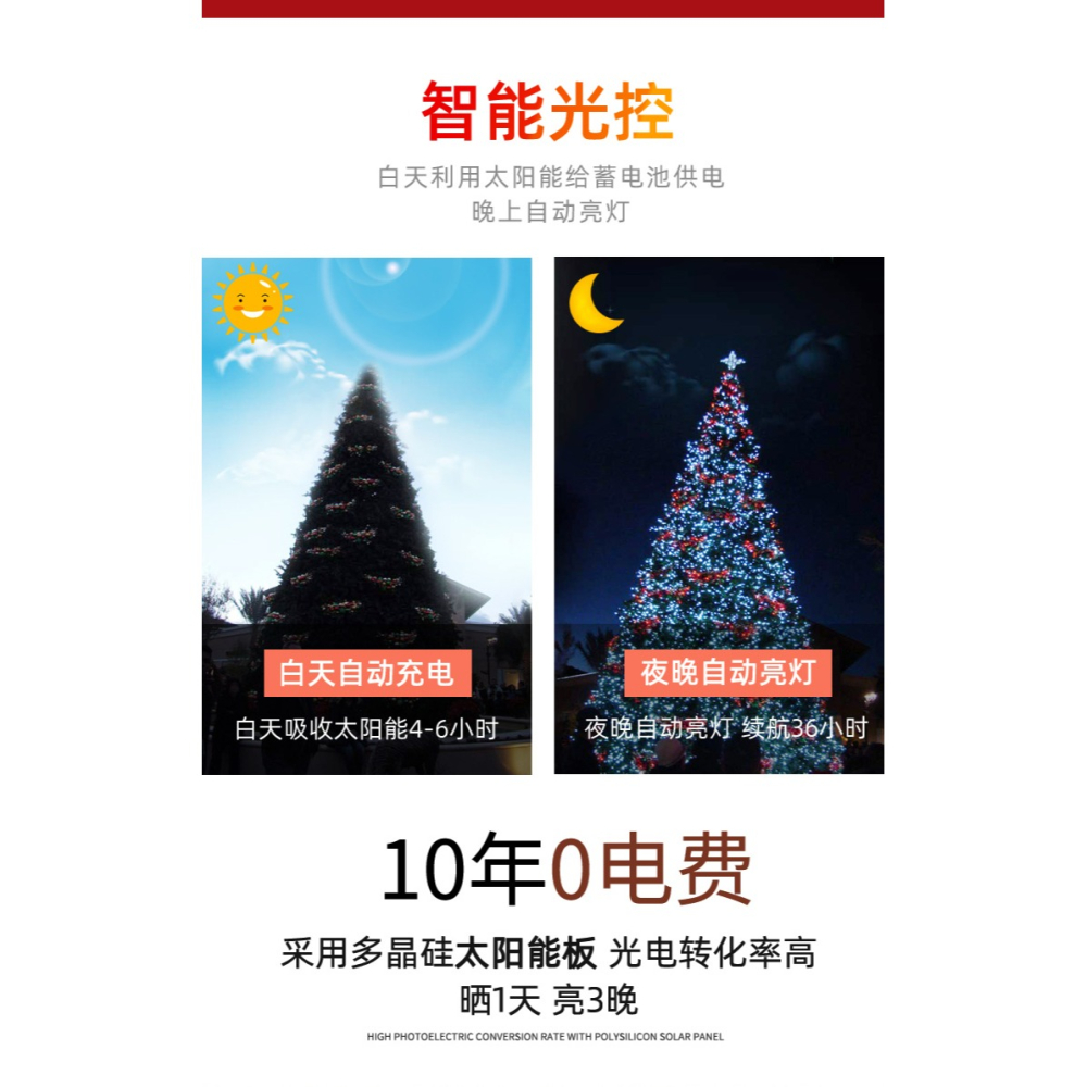 太陽能戶外庭院燈LED七彩串燈條防水花園別墅裝飾星星燈串閃燈帶-細節圖10
