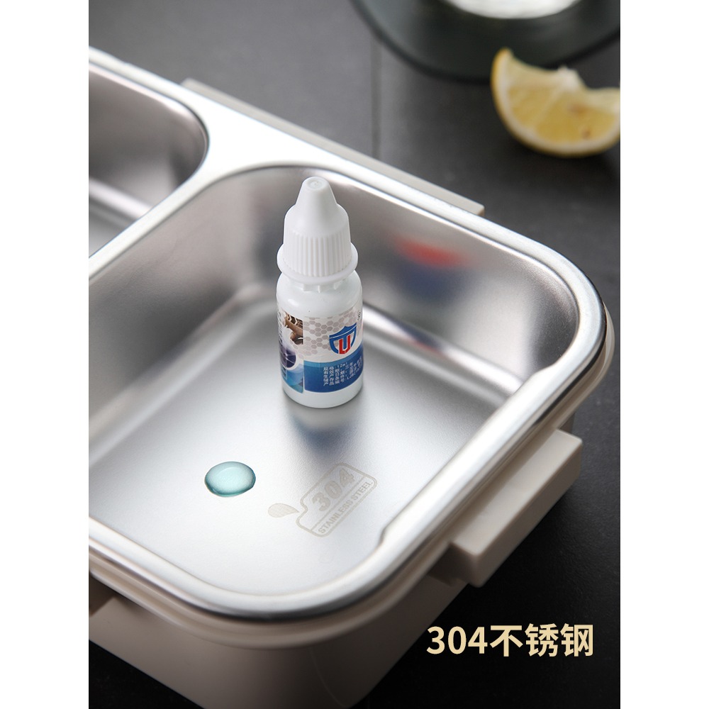 便攜保溫飯盒學生餐盒便當盒上班族飯盒304不銹鋼食堂分格型餐盒-細節圖4