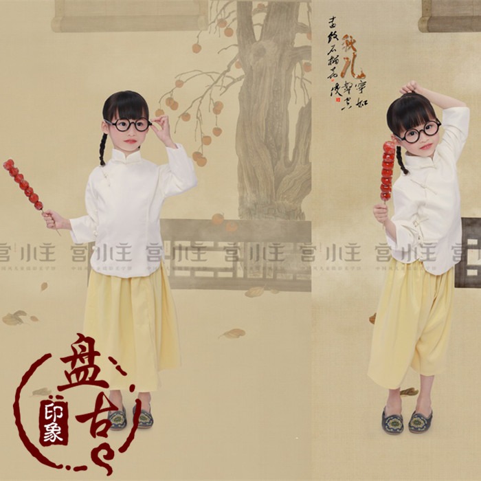 新品兒童影樓攝影寫真古裝主題女童民國復古學生演出服裝 秋兒-細節圖3