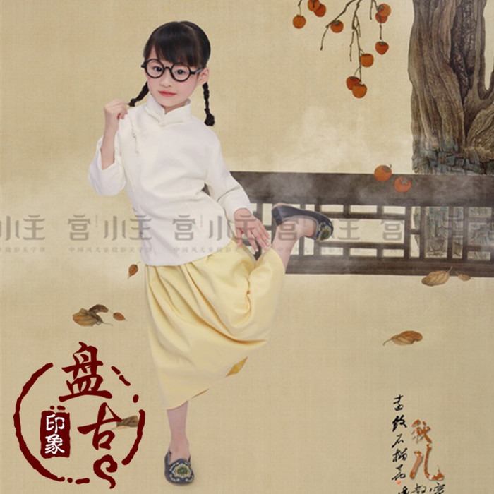 新品兒童影樓攝影寫真古裝主題女童民國復古學生演出服裝 秋兒-細節圖4