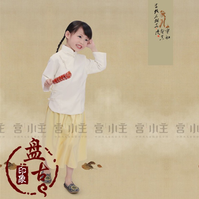 新品兒童影樓攝影寫真古裝主題女童民國復古學生演出服裝 秋兒-細節圖5