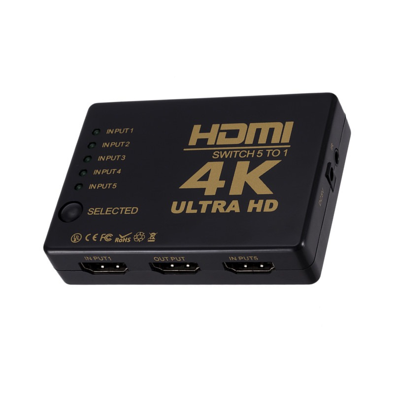 hdmi切換器4K*2K 五進一出電腦視頻切換器5切1帶遙控器高清切換器-細節圖2