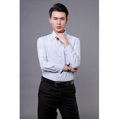 影樓主題服裝男士彩色襯衫長袖純色主持拍照禮服演出拍照襯衣-細節圖4