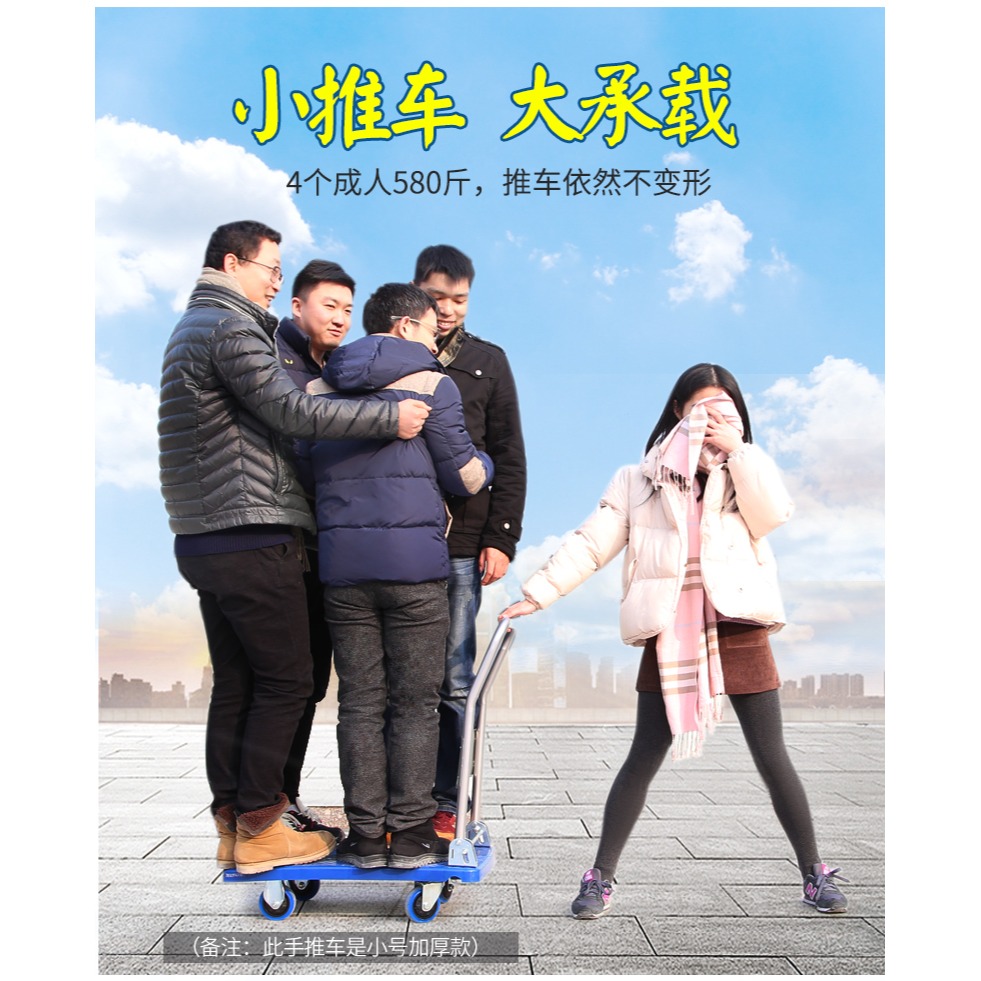 烏龜車平板車小箱車老虎車四輪小推車塑料手推車移動拉貨車拉車-細節圖10